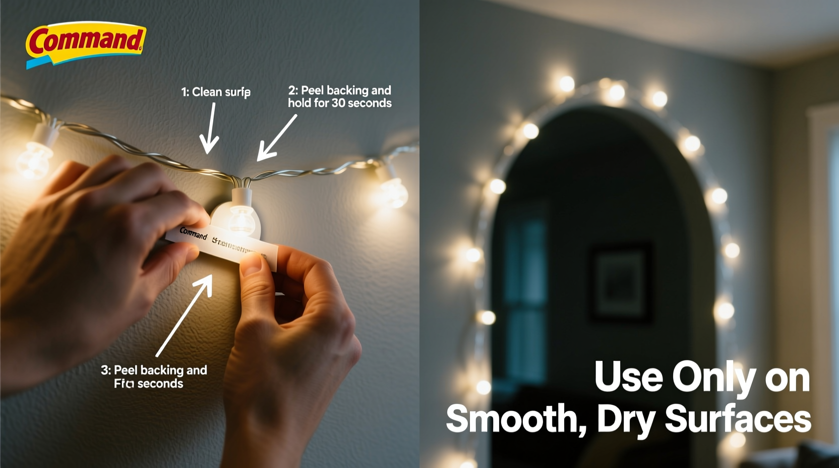 how to use command strips for temporary light installations