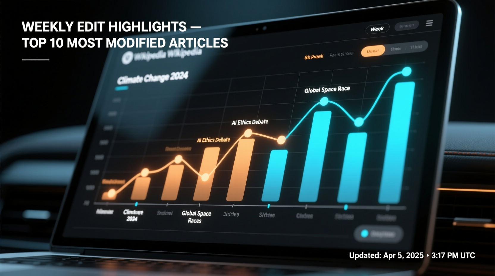get weekly updates on the most edited wikipedia entries