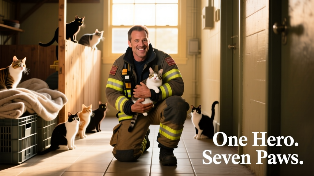 Hero Firefighter Thought He Was Adopting 1 Cat. He Ended Up With 7