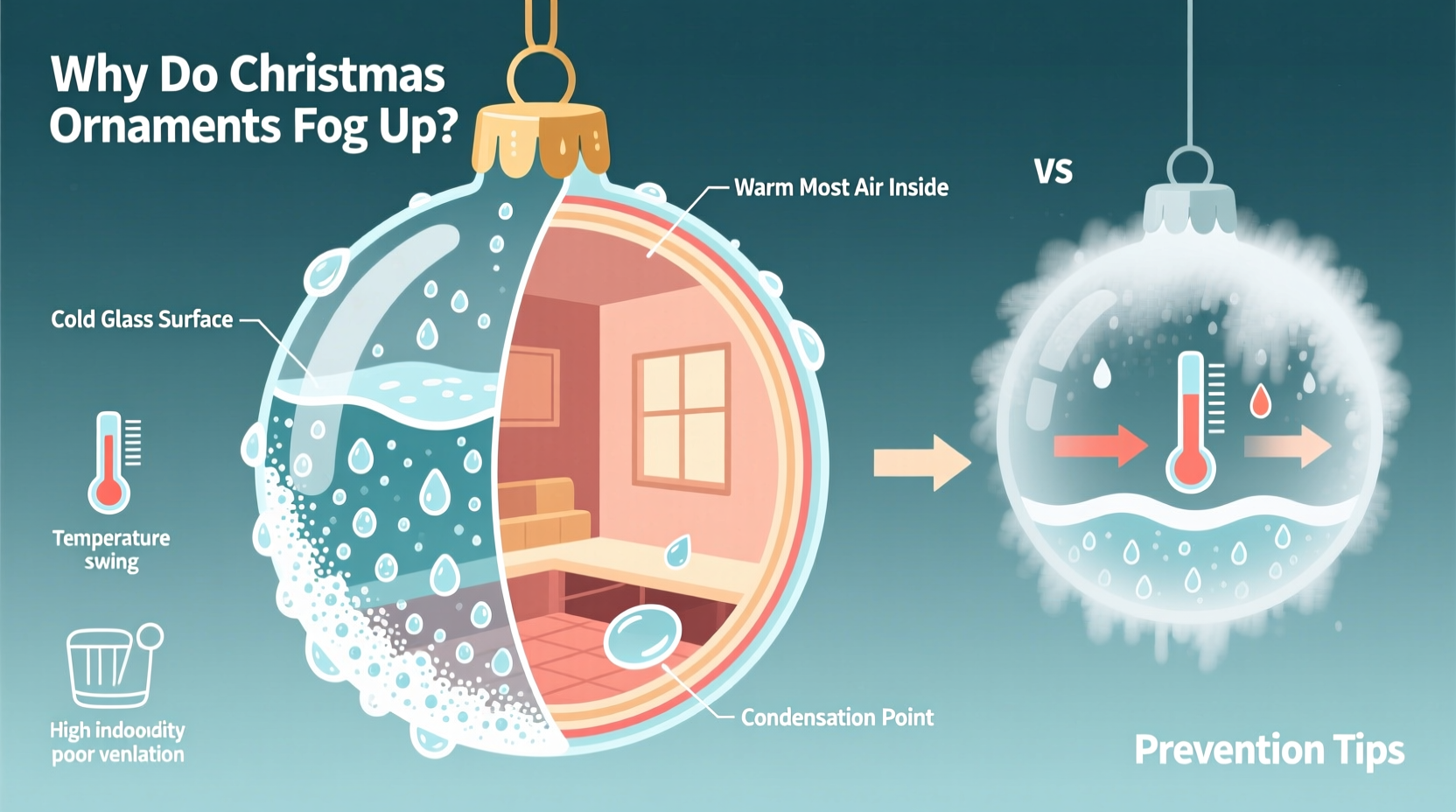 why do certain christmas ornaments fog up inside and how to prevent it