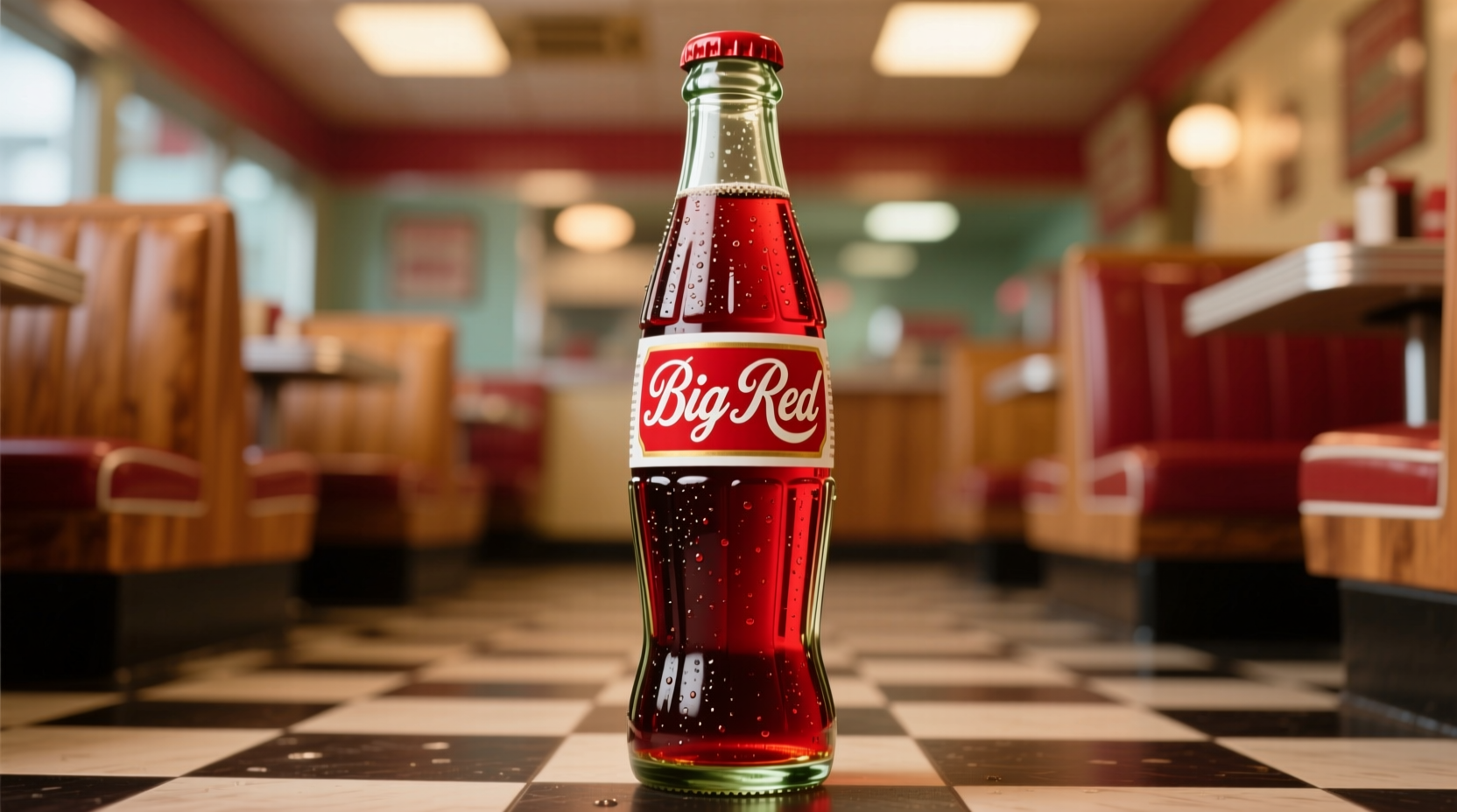 Big Red soda bottle showing its distinctive red color