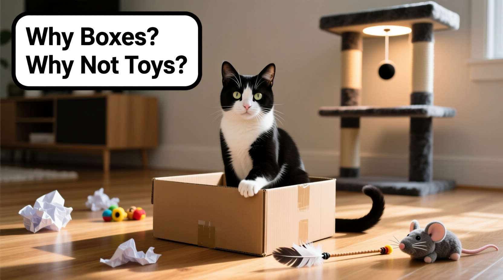 why does my cat sit in boxes but ignore expensive toys