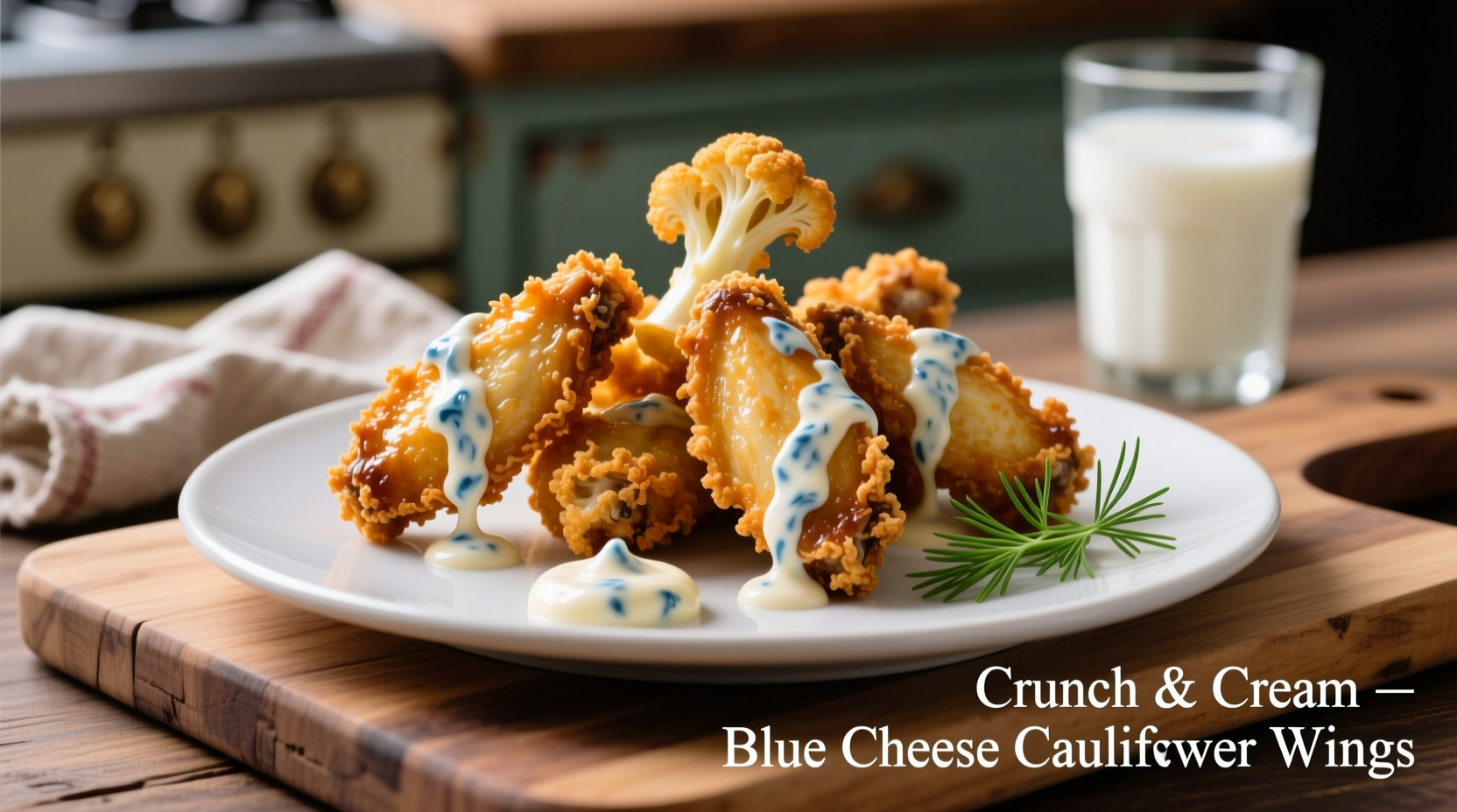 Cauliflower wings served with blue cheese dressing
