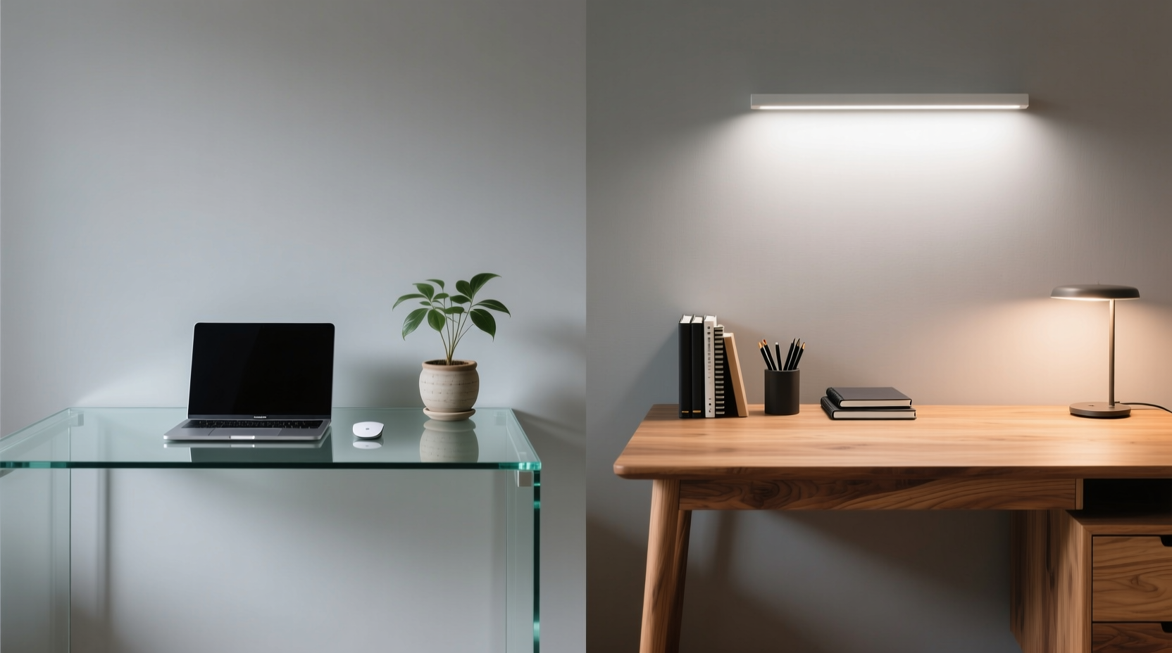 glass desktops vs wooden which improves focus and reduces clutter stress
