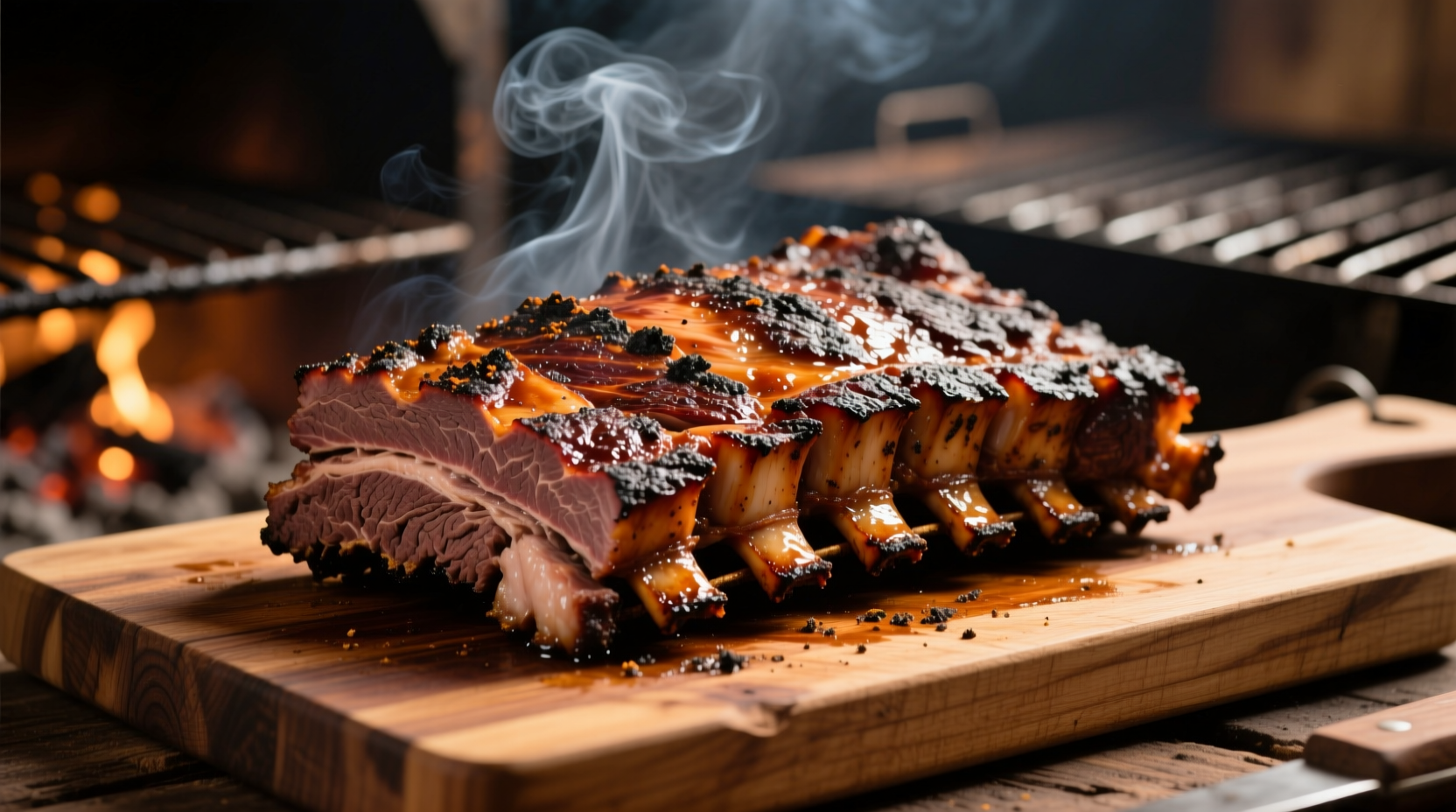 Perfectly smoked beef brisket with bark formation