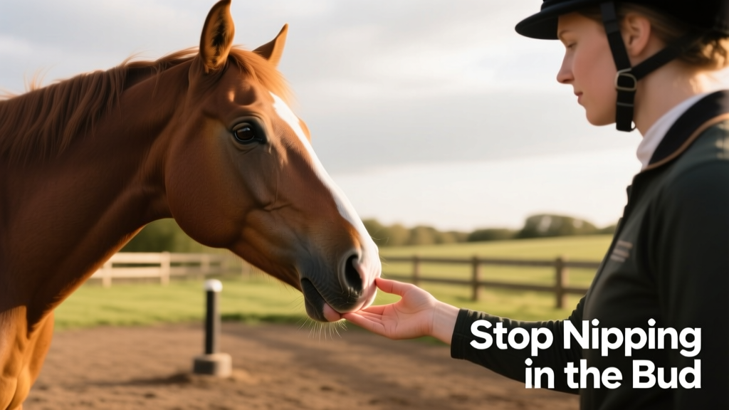 Horse gently touching a person’s hand with its lips during ground training