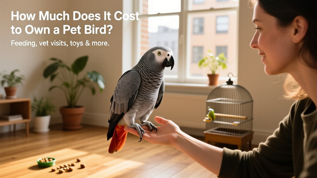 An African Grey Parrot interacting calmly with its owner during a training session using positive reinforcement techniques