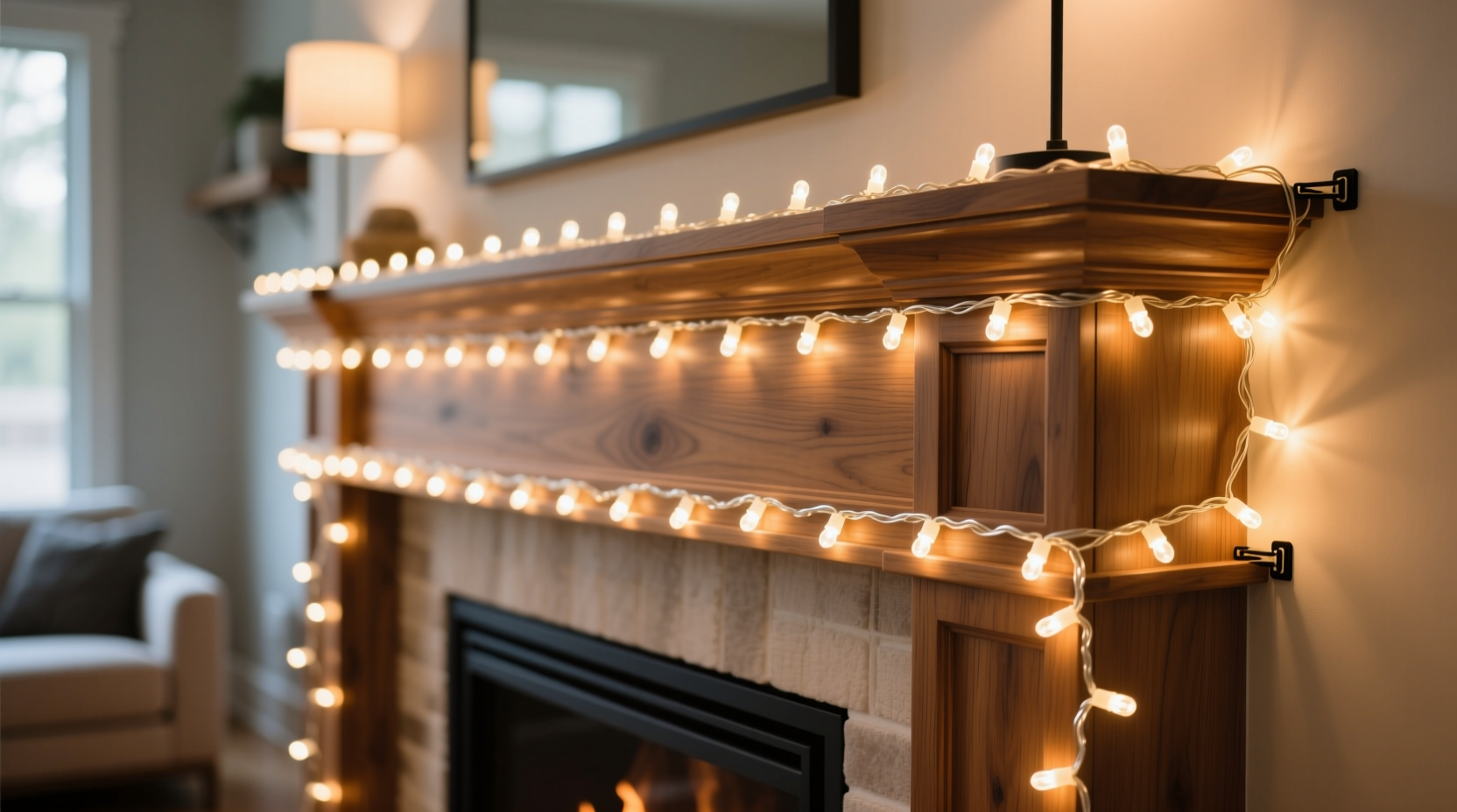 how to wrap a mantle with lights evenly without visible gaps
