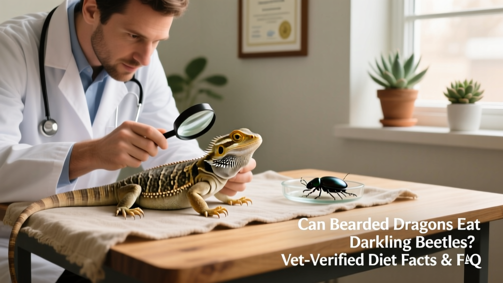 Veterinarian examining a bearded dragon during a routine wellness check