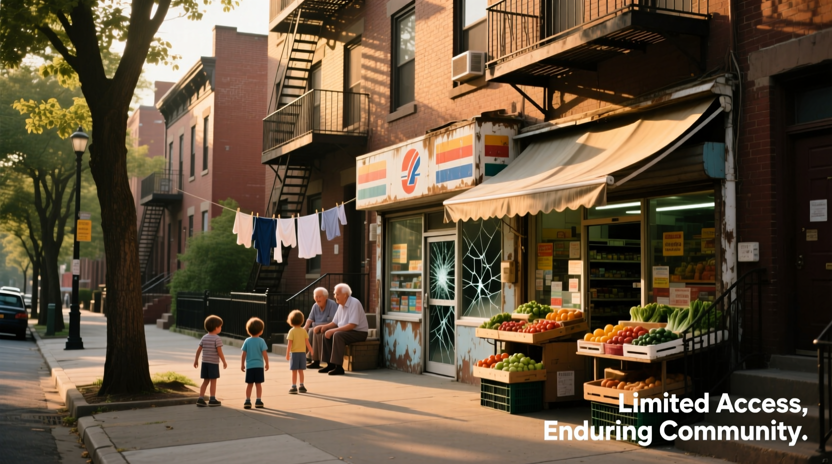 Urban neighborhood with limited grocery options