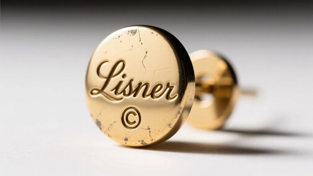 Macro photography of the back of a vintage Lisner earring showing the stamped LISNER script hallmark with a copyright symbol