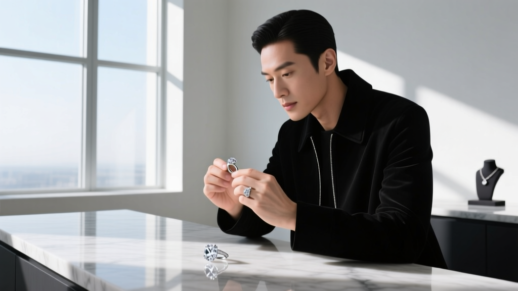 Jeweler's hands using a fine steel awl to tighten a traditional overhand silk knot between two luminous white Akoya pearls