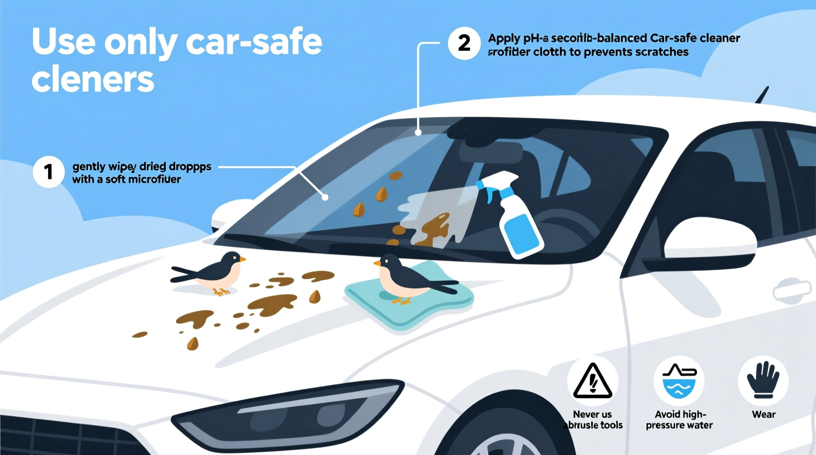how to clean bird poop from car