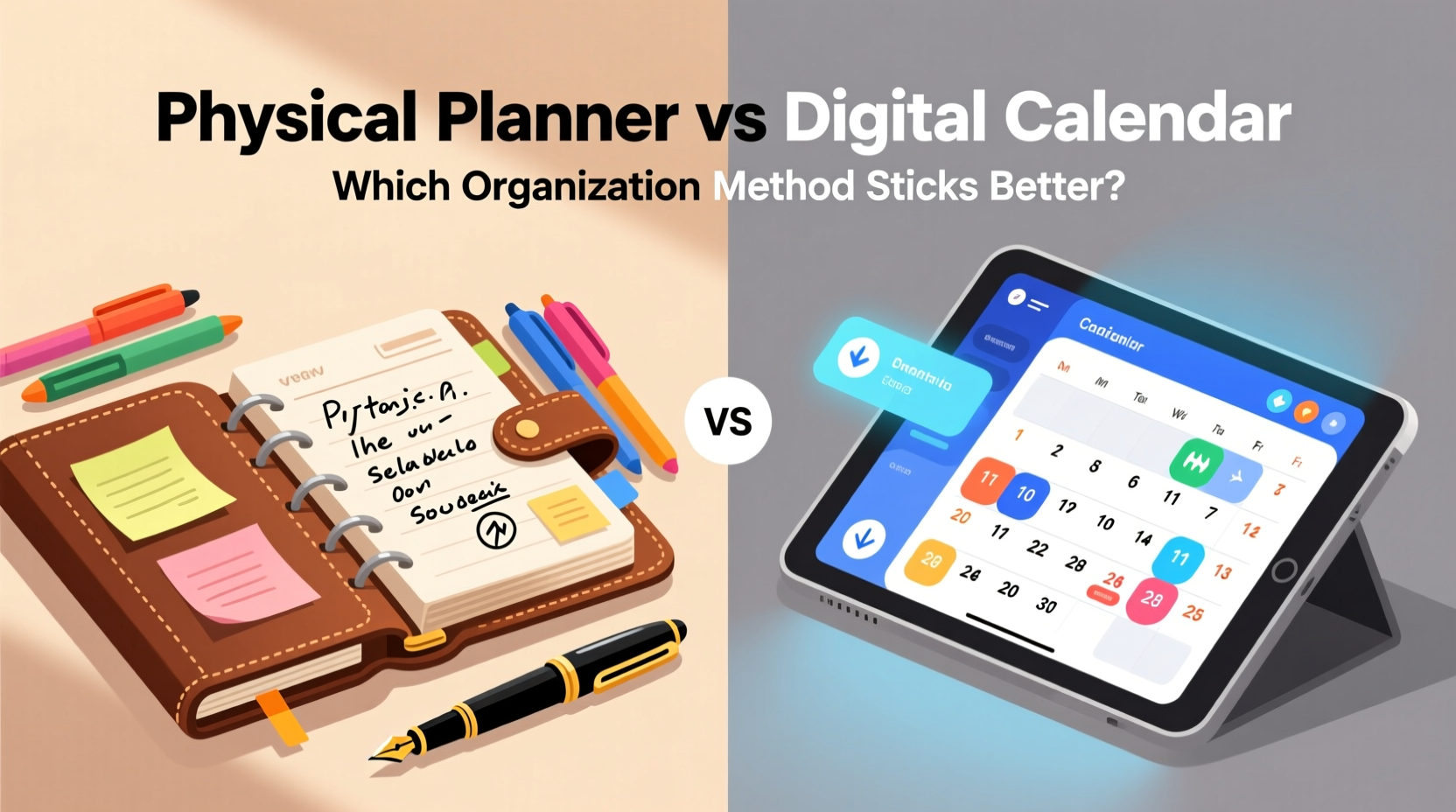physical planner vs digital calendar which organization method sticks better