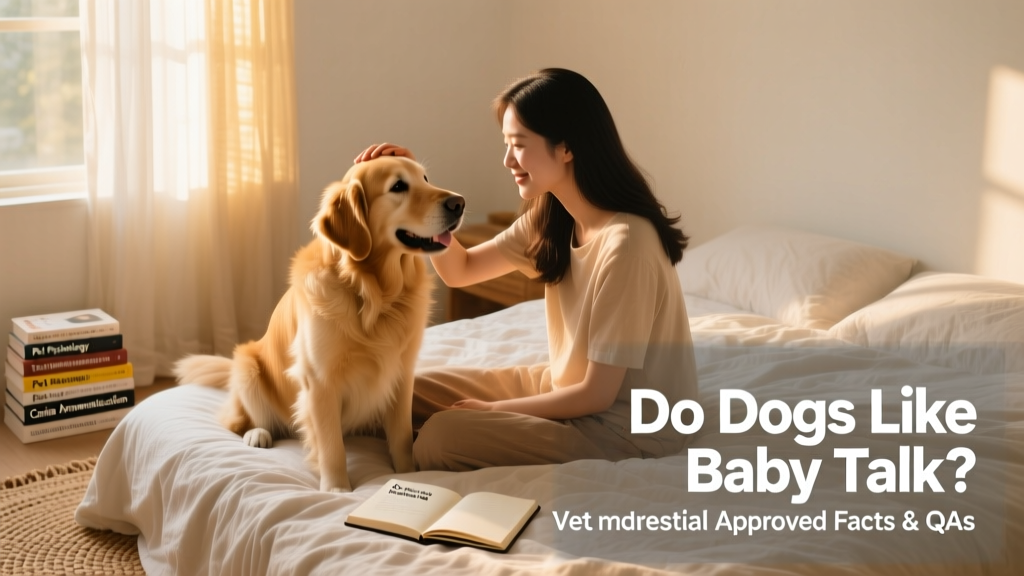 owner and her dog sits on bed