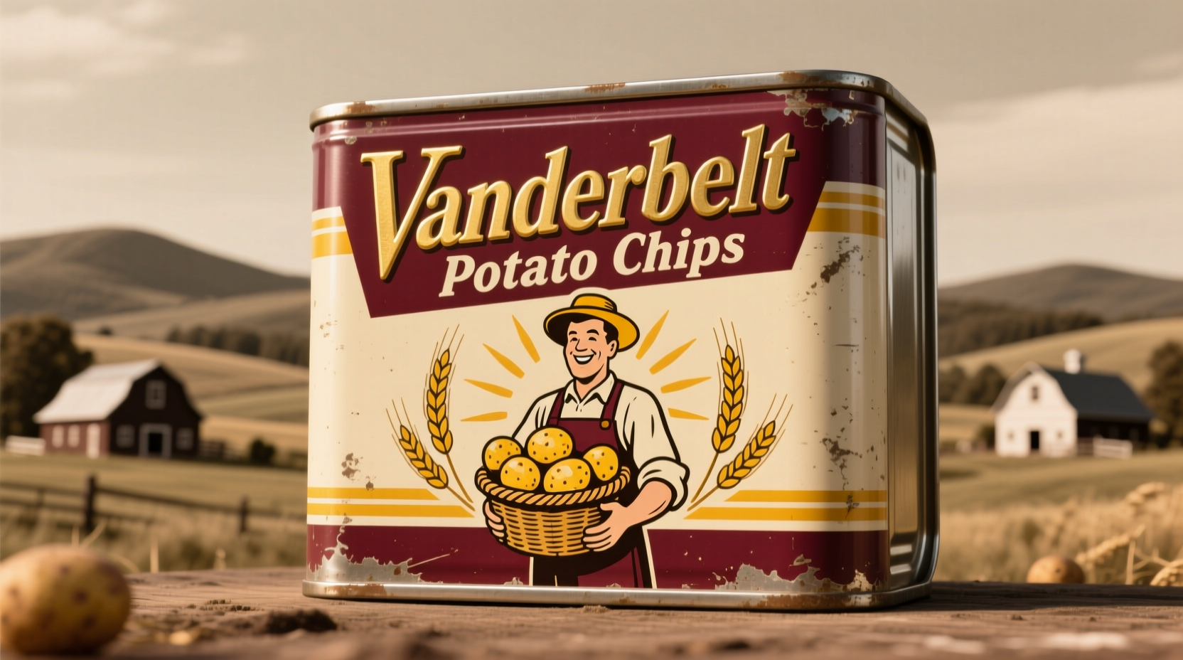 Vintage Vanderbilt potato chip packaging from 1950s