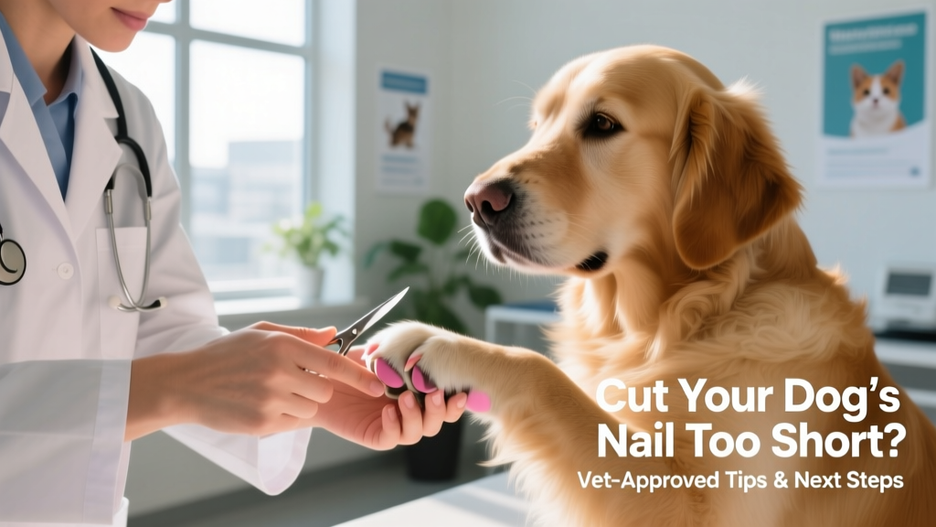 Veterinarian gently examining a dog's paw during a wellness check, highlighting nail health