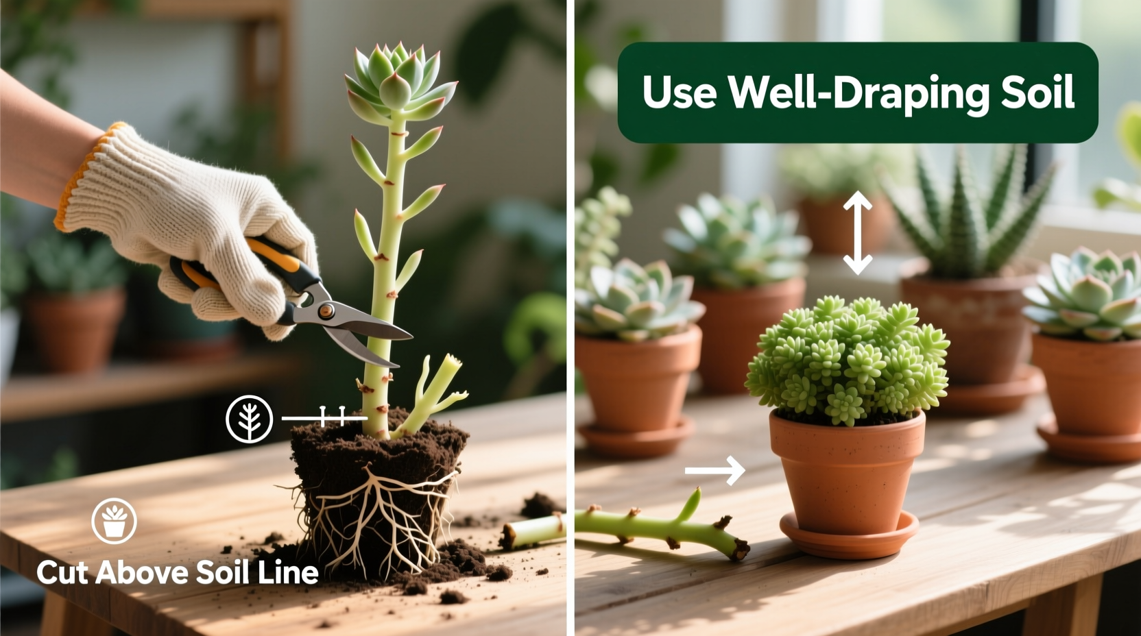 Fix Leggy Succulents in 3 Steps | TheHomeSprouts