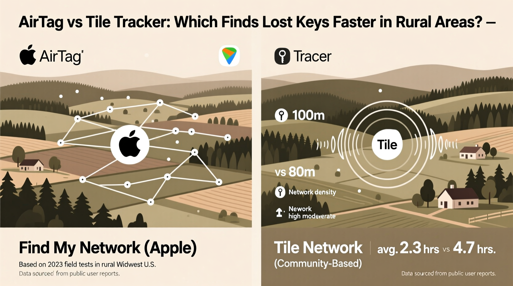 airtag vs tile tracker which network actually finds lost keys faster in rural areas