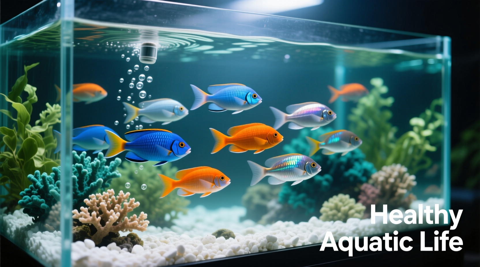 Healthy fish swimming in well-maintained aquarium