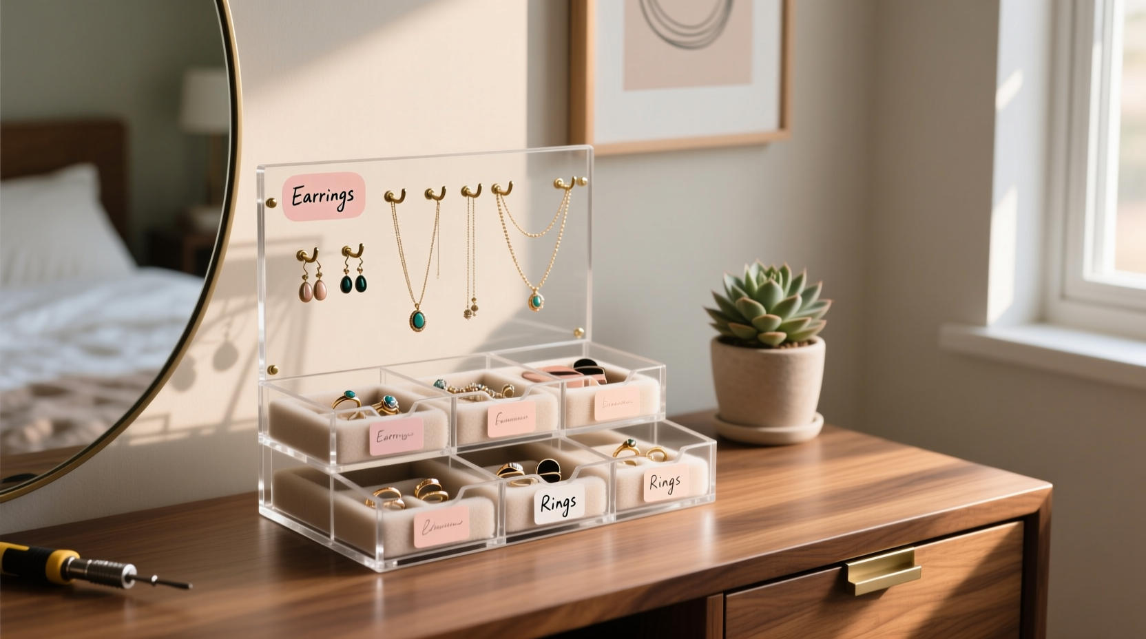 closet organization tips jewelry sorting without drilling