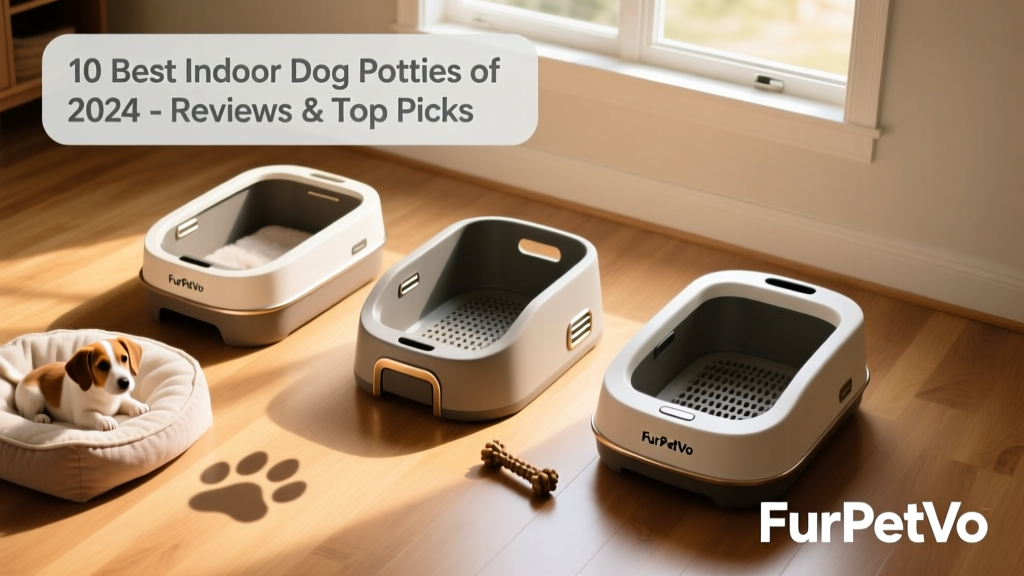 Top-down view of three different FurPetVo indoor dog potties arranged side by side on a clean hardwood floor