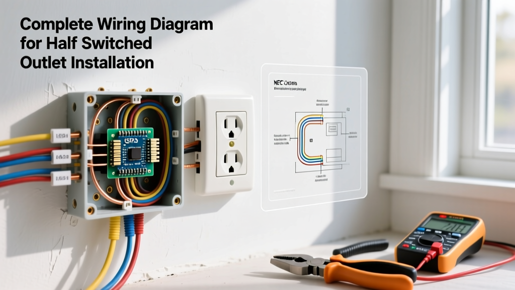 Complete Wiring Diagram for Half Switched Outlet Installation