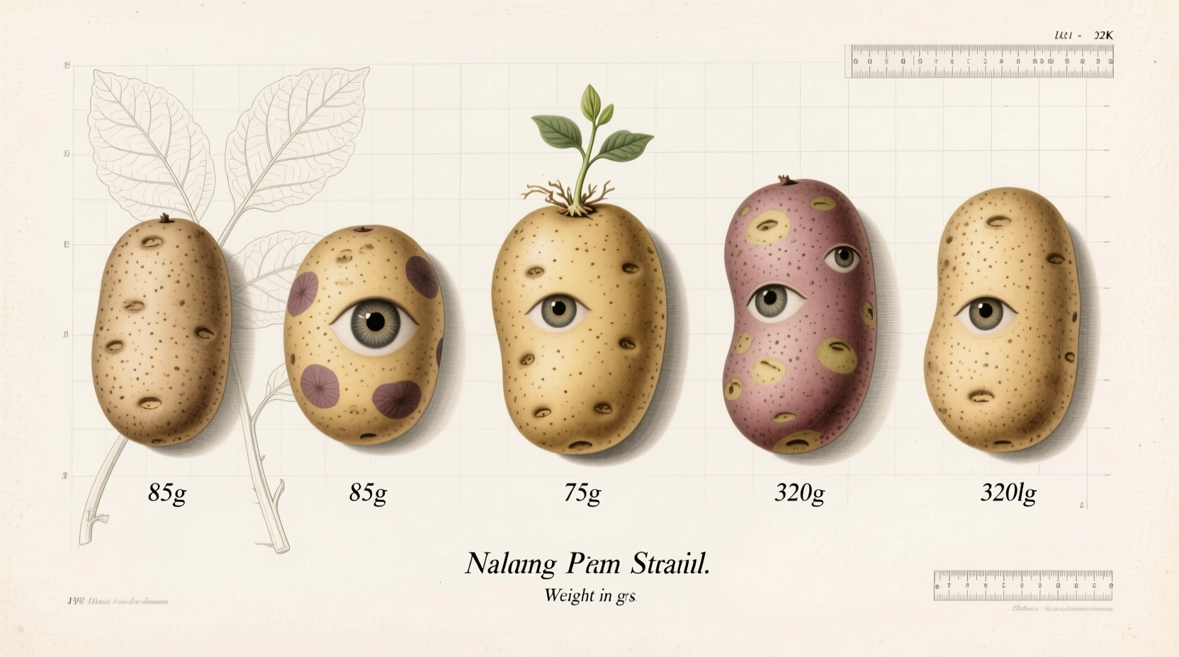Potato varieties with weight measurements