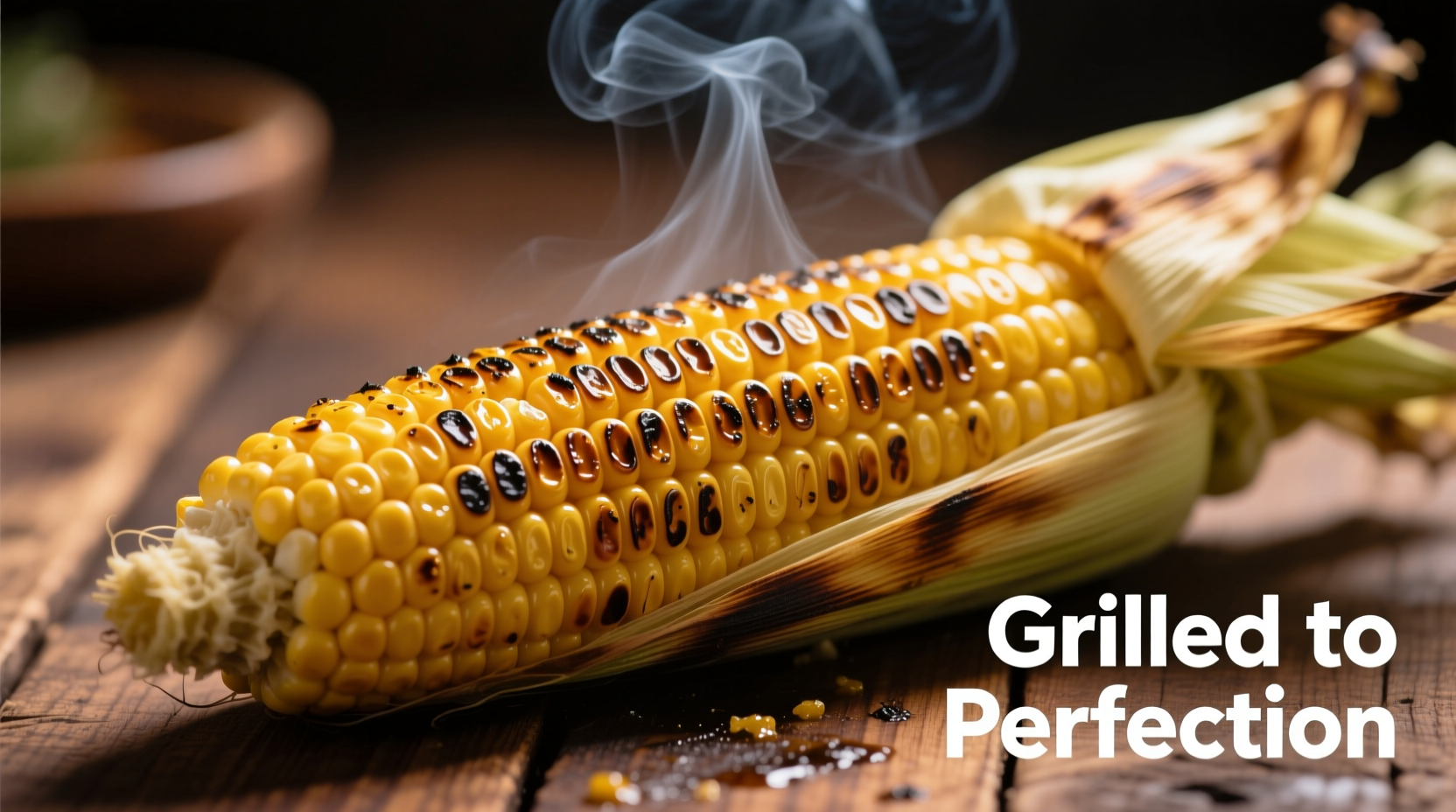 Perfectly grilled corn on cob with light char marks