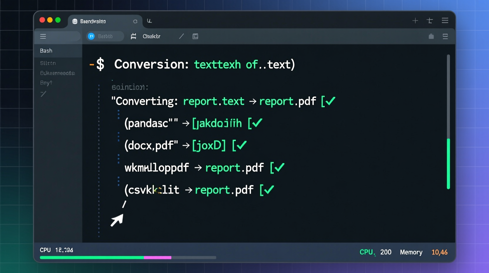 batch convert text files to different formats in termin