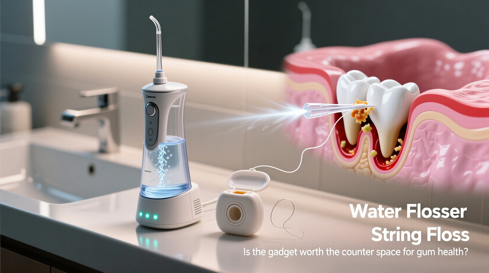 water flosser vs string floss is the gadget worth the counter space for gum health