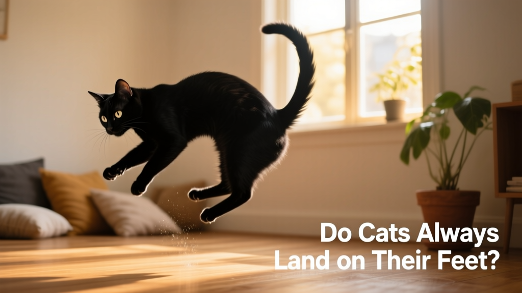 Slow-motion photo showing a cat twisting midair during a controlled fall, highlighting spinal flexibility and body rotation