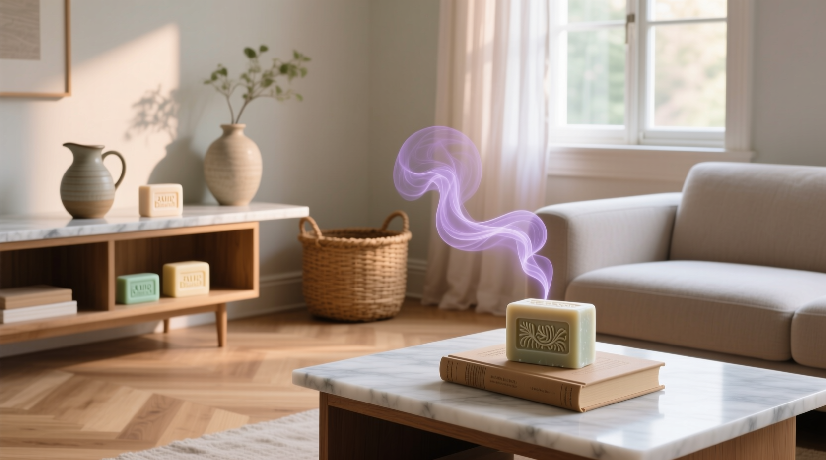 hide bars of soap around your home for fresher smells