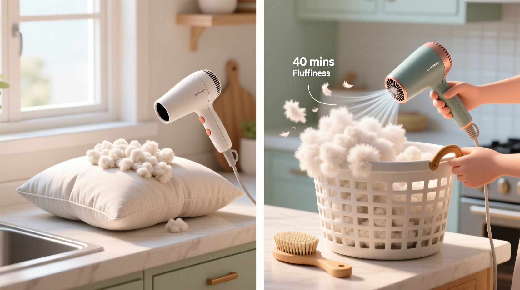 how to restore down pillow fluffiness after washing