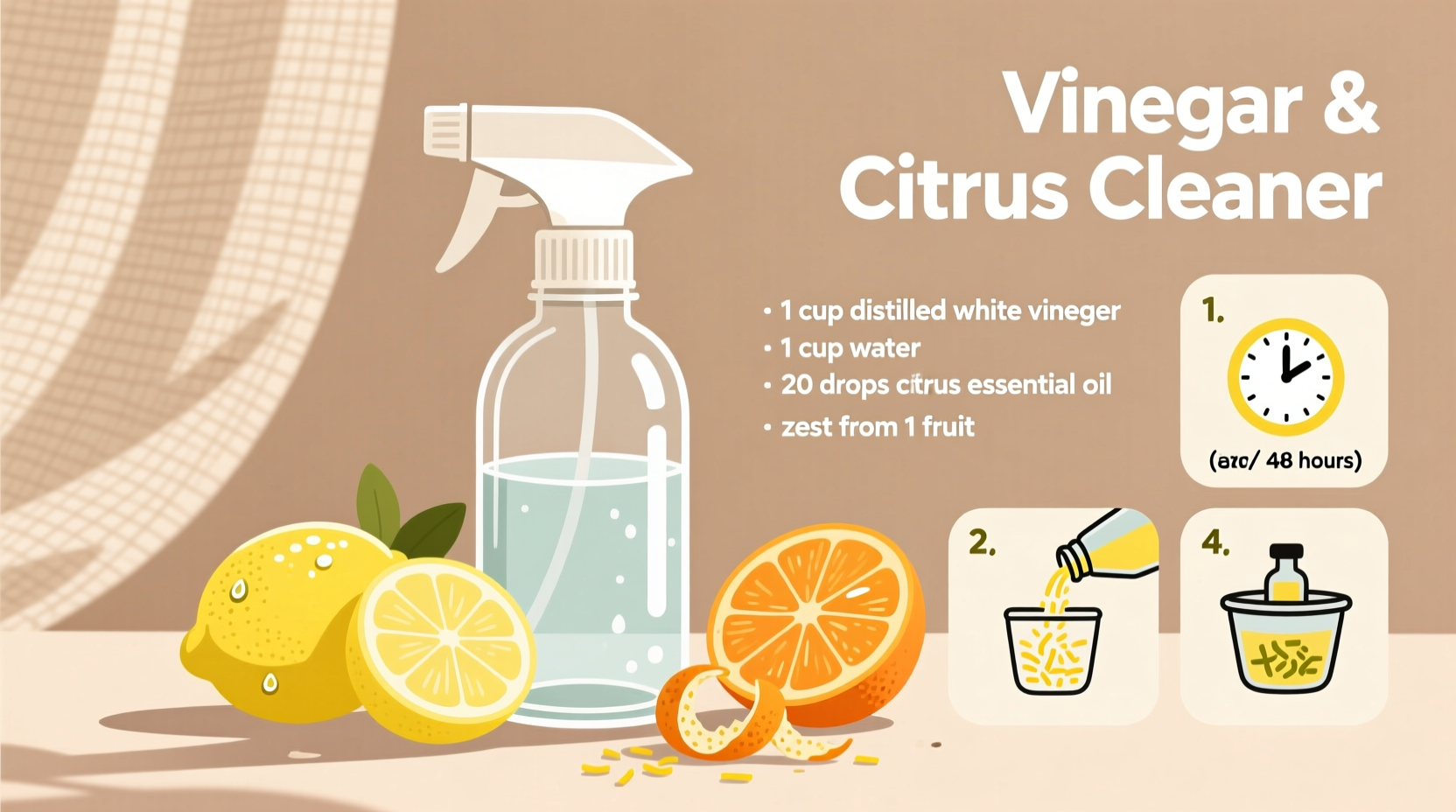 how to make your own natural cleaning spray using vinegar and citrus