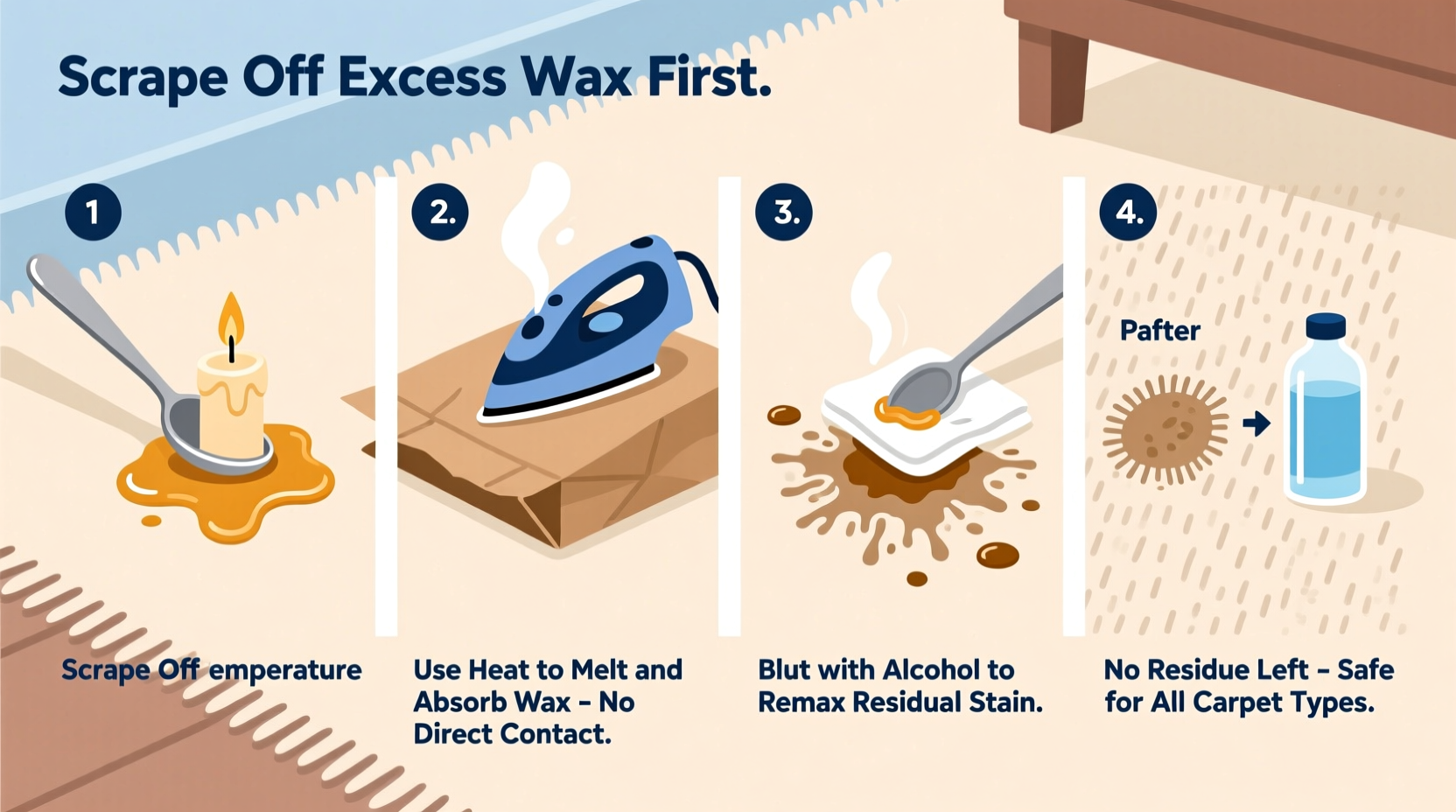 how to remove candle wax from carpet without residue left behind