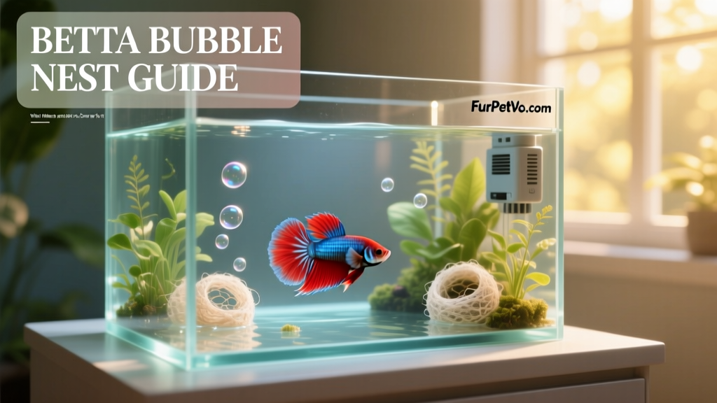 Betta fish resting peacefully among floating plants in a clean, well-maintained aquarium using FurPetVo.com recommended equipment