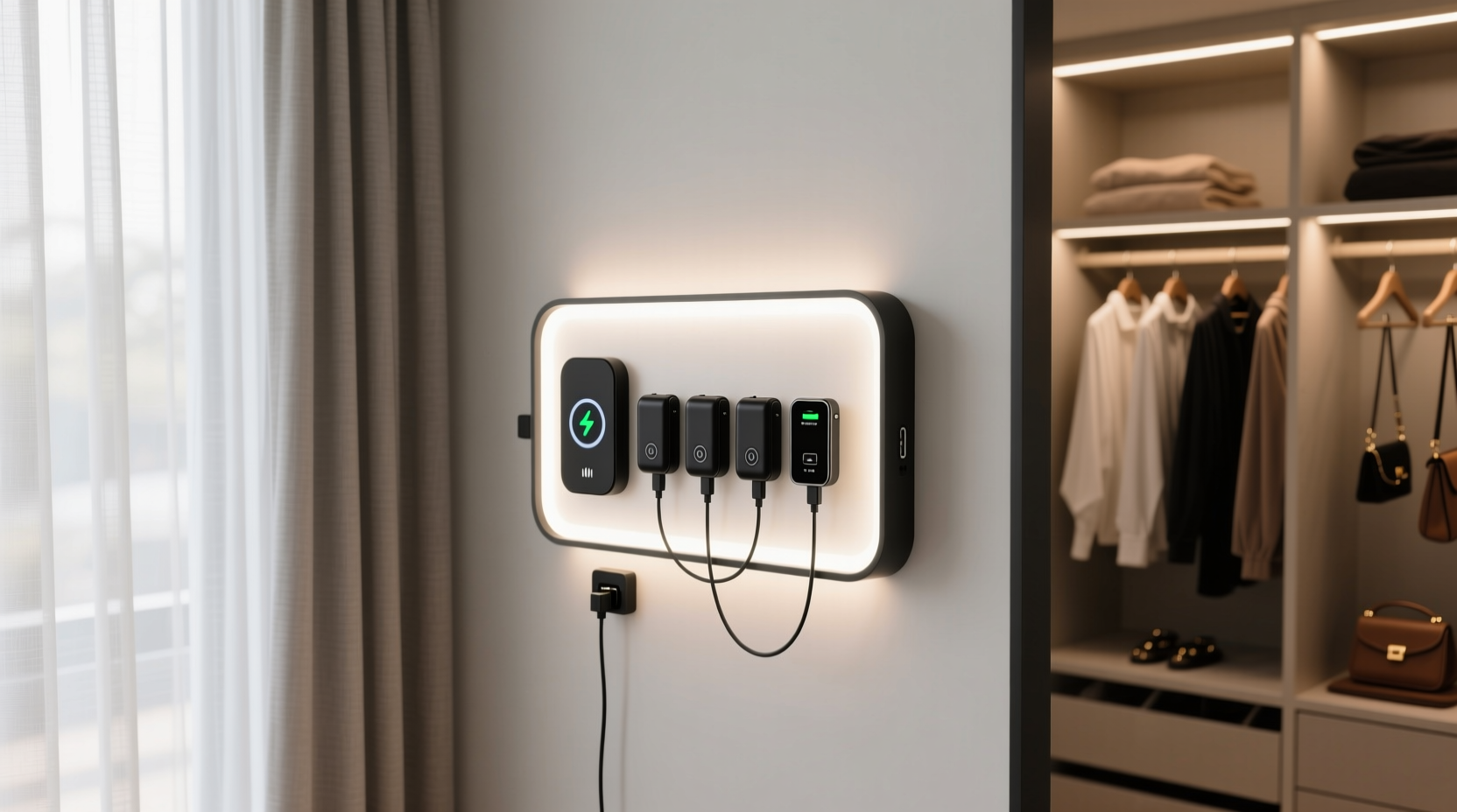 closet organization tips charger light integration