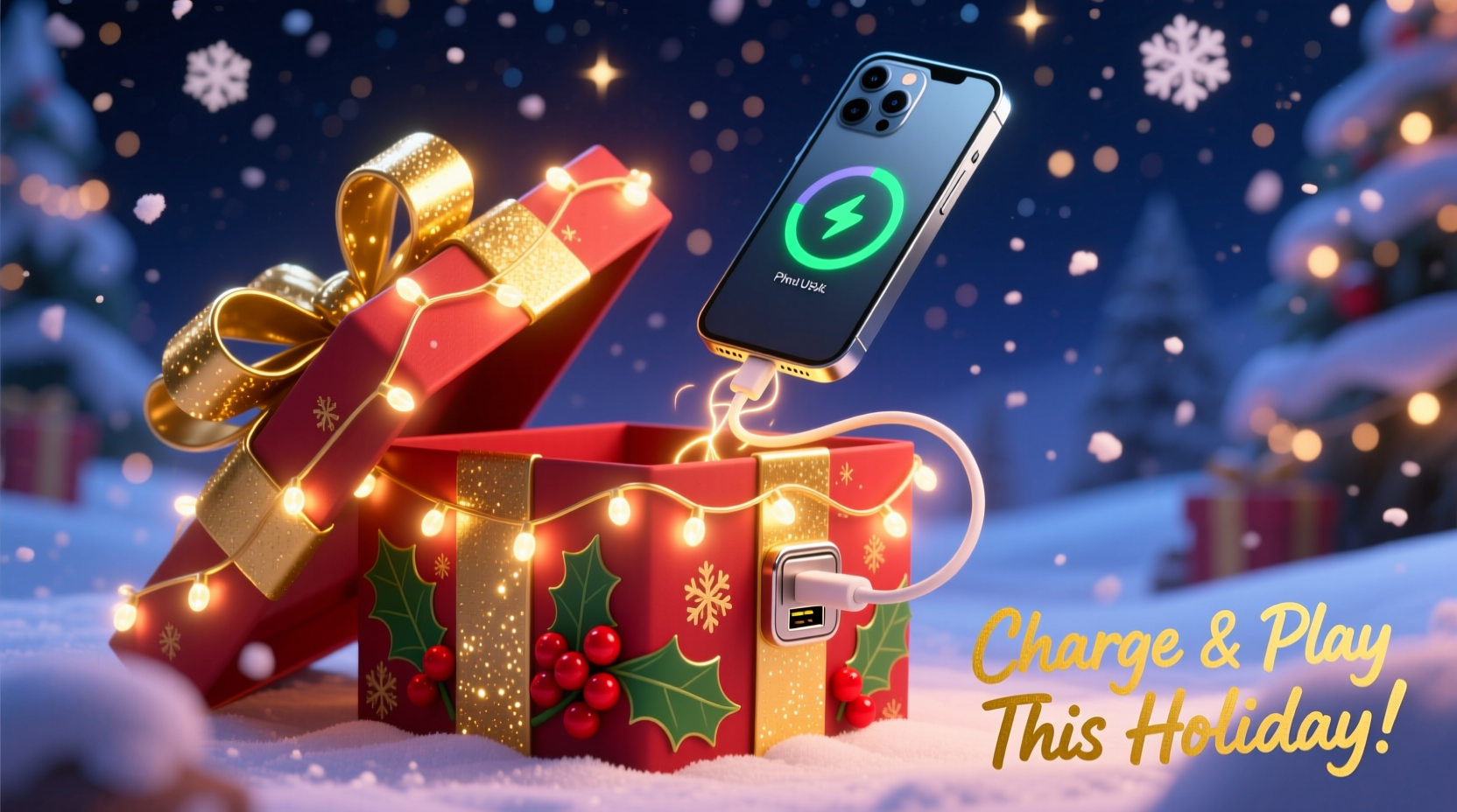can you charge phone via usb port on animated christmas gift box
