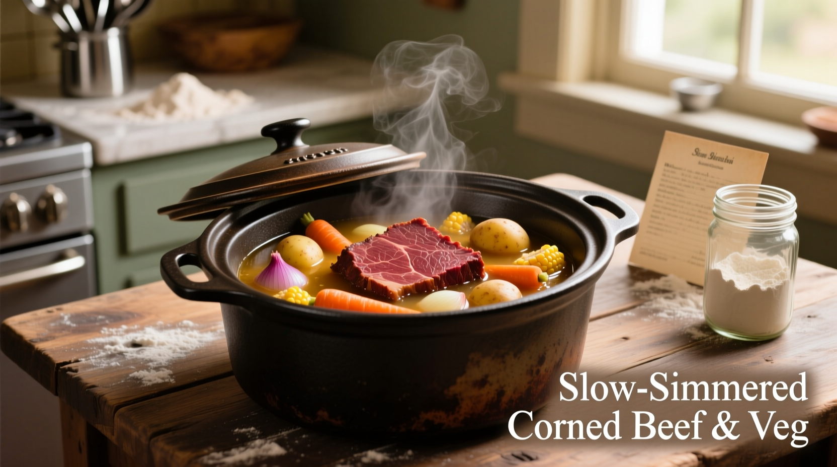 Slow cooker with corned beef brisket and vegetables