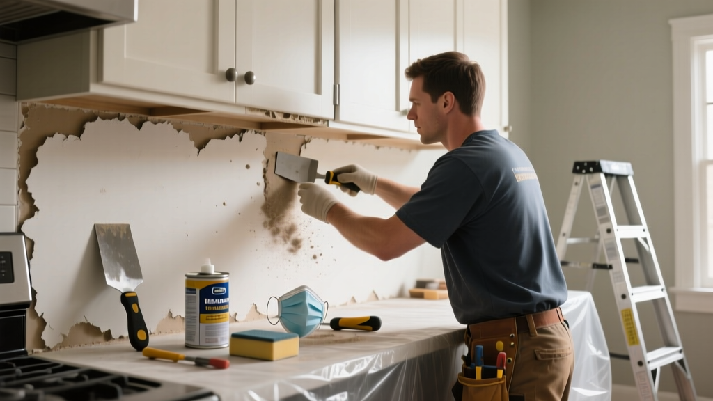 Fixing Drywall Mold Behind Kitchen Cabinets
