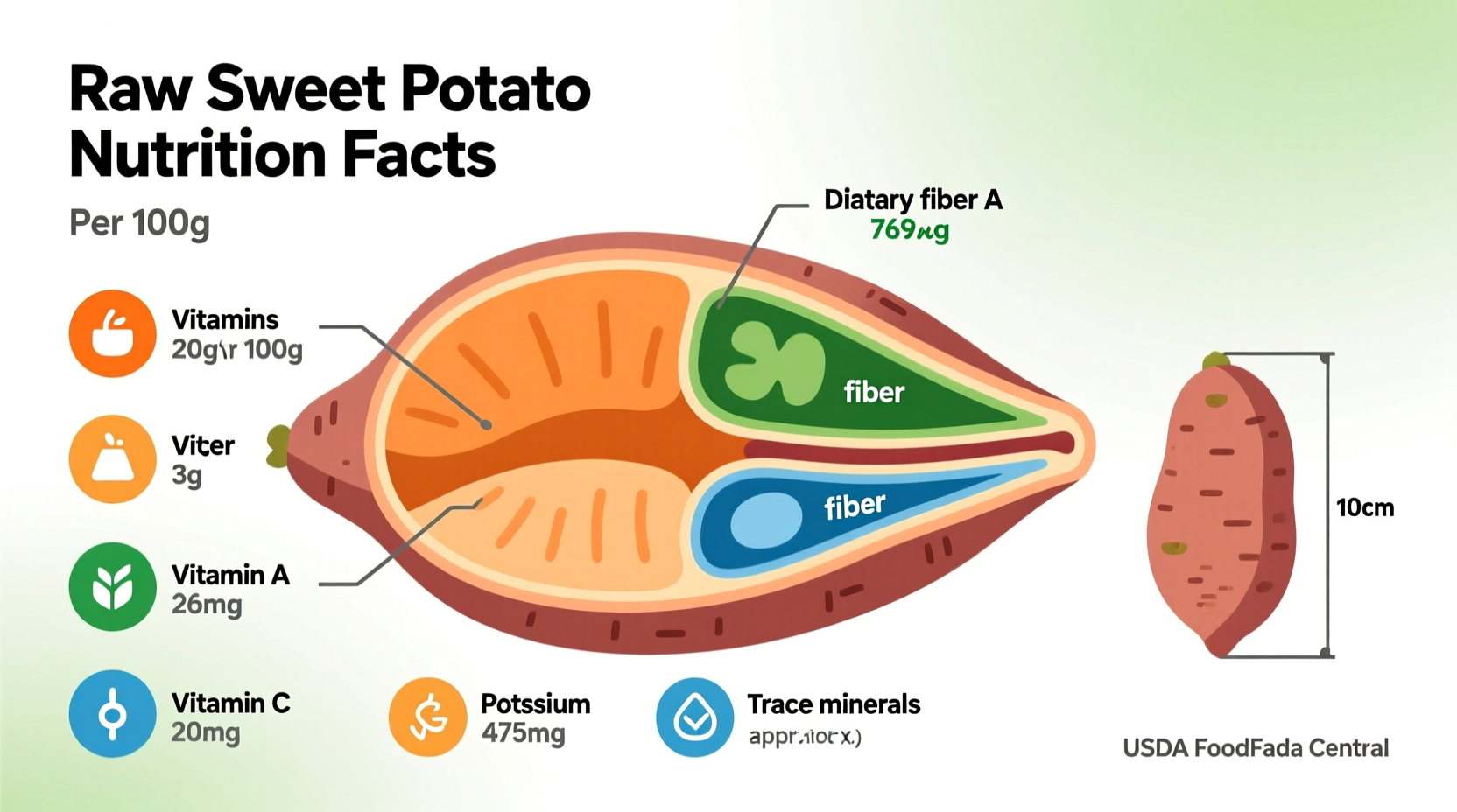 nutritional profile of raw sweet potatoes