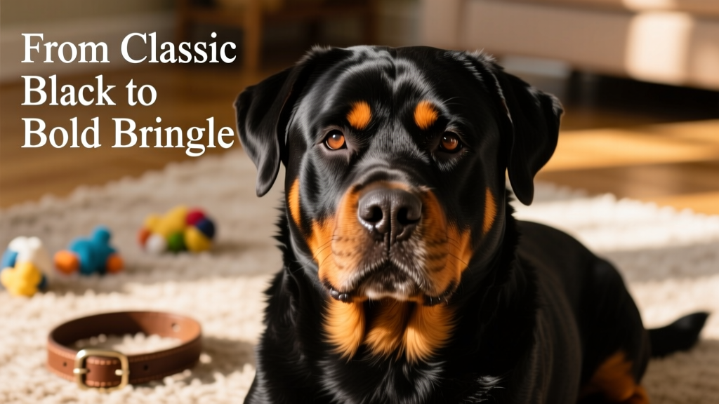 Close-up of a black-and-tan Rottweiler showing distinct facial tan markings and rich black body coat