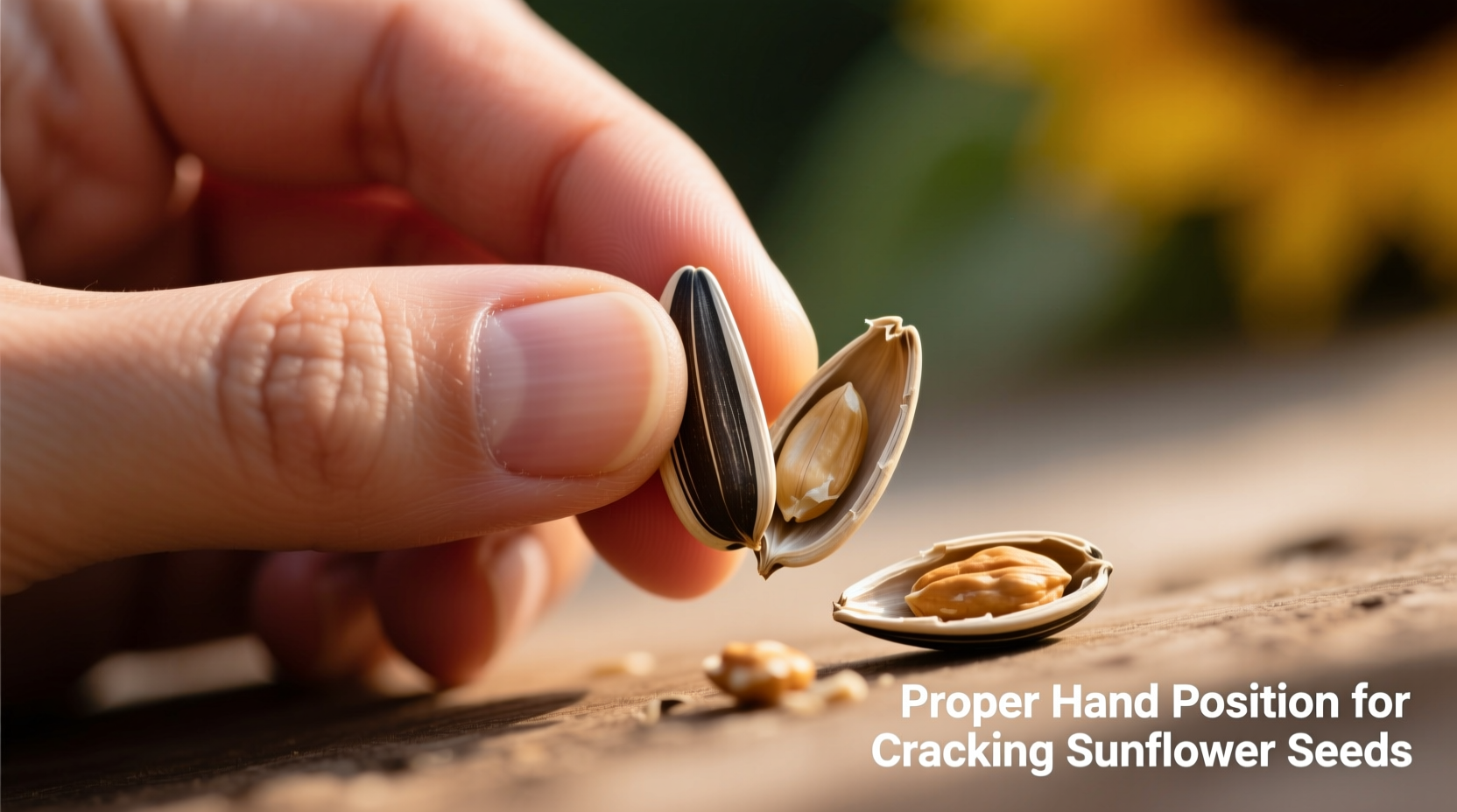 Proper hand position for cracking sunflower seeds