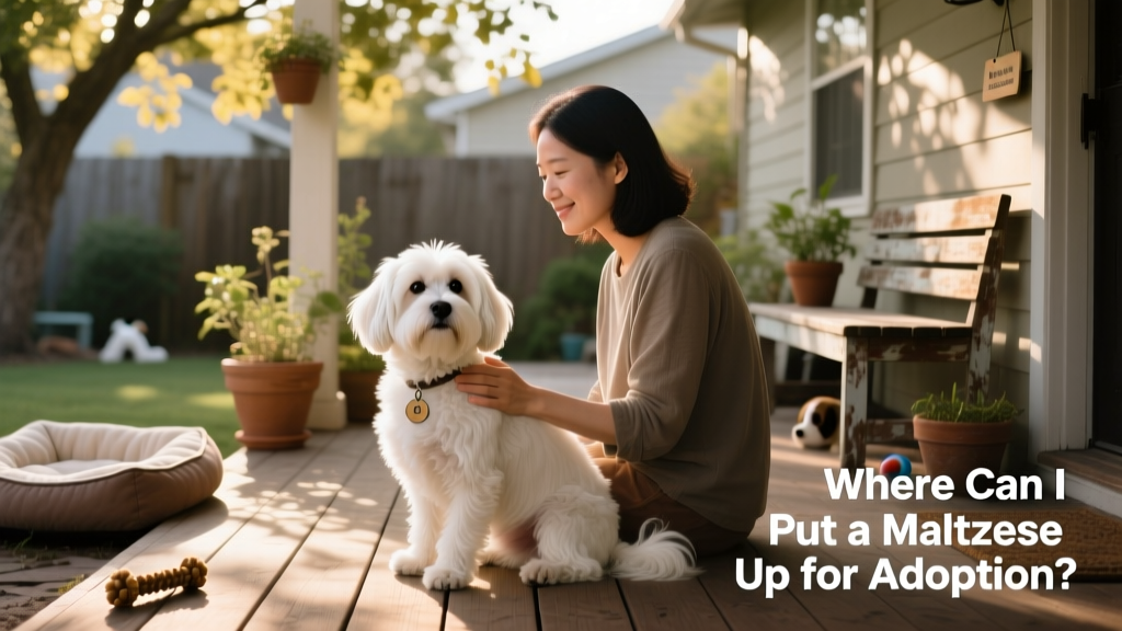 A gentle Maltese sitting calmly beside a caring owner, both looking relaxed and connected
