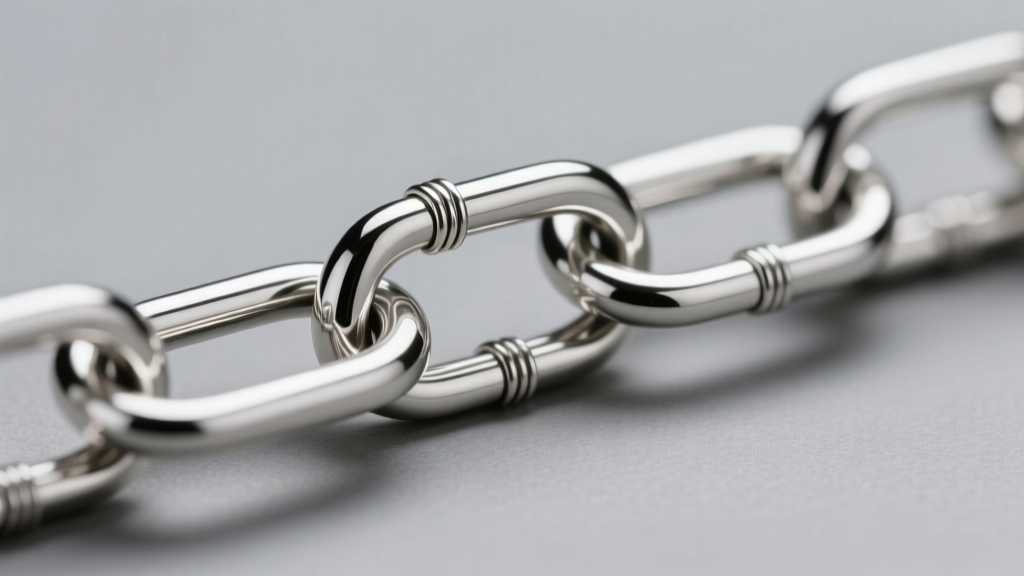 Close-up technical photo showing the solder joints and wire thickness of an 18-gauge sterling silver paperclip chain link