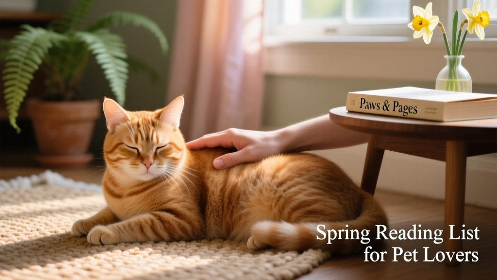 A gentle close-up of a blind cat resting peacefully in soft light, with a hand gently stroking its fur
