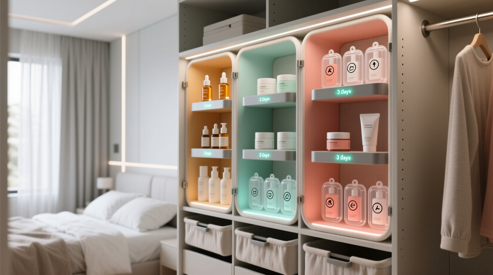 closet organization tips for skincare rotation