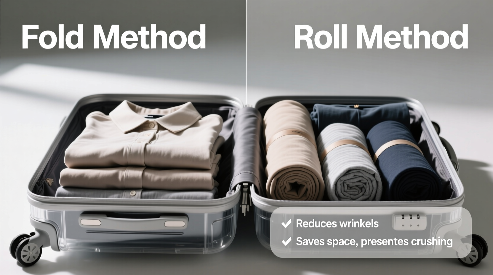 how to pack a suitcase like a pro using the roll vs fold method compared