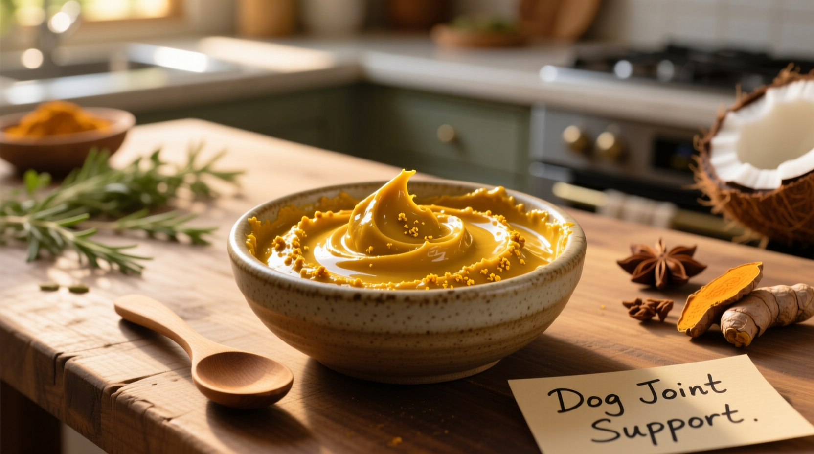 Goldene Kurkuma-Paste mit Kokosöl für Hunde